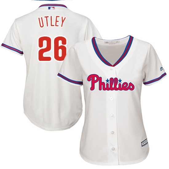 Women's Majestic Philadelphia Phillies #26 Chase Utley Replica Cream Alternate Cool Base MLB Jersey Women's Majestic Philadelphia Phillies #26 Chase Utley Replica Cream Alternate Cool Base MLB Jersey