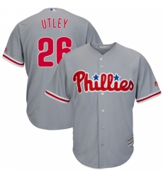 Youth Majestic Philadelphia Phillies #26 Chase Utley Replica Grey Road Cool Base MLB Jersey