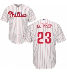 Men's Majestic Philadelphia Phillies #23 Aaron Altherr Replica White/Red Strip Home Cool Base MLB Jersey