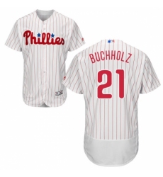 Men's Majestic Philadelphia Phillies #21 Clay Buchholz White Flexbase Authentic Collection MLB Jersey