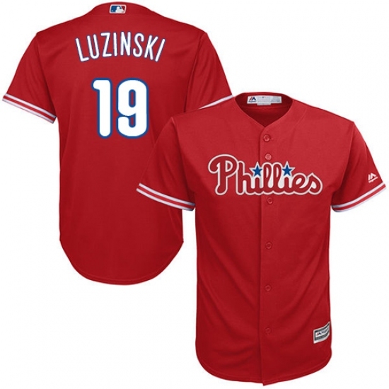 Men's Majestic Philadelphia Phillies #19 Greg Luzinski Replica Red Alternate Cool Base MLB Jersey Men's Majestic Philadelphia Phillies #19 Greg Luzinski Replica Red Alternate Cool Base MLB Jersey