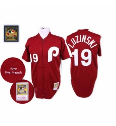 Men's Mitchell and Ness Philadelphia Phillies #19 Greg Luzinski Authentic Red Throwback MLB Jersey Men's Mitchell and Ness Philadelphia Phillies #19 Greg Luzinski Authentic Red Throwback MLB Jersey