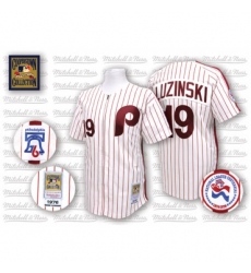 Men's Mitchell and Ness Philadelphia Phillies #19 Greg Luzinski Authentic White/Red Strip Throwback MLB Jersey Men's Mitchell and Ness Philadelphia Phillies #19 Greg Luzinski Authentic White/Red Strip Throwback MLB Jersey