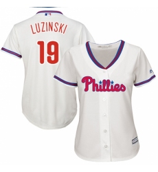 Women's Majestic Philadelphia Phillies #19 Greg Luzinski Replica Cream Alternate Cool Base MLB Jersey Women's Majestic Philadelphia Phillies #19 Greg Luzinski Replica Cream Alternate Cool Base MLB Jersey