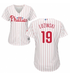 Women's Majestic Philadelphia Phillies #19 Greg Luzinski Replica White/Red Strip Home Cool Base MLB Jersey Women's Majestic Philadelphia Phillies #19 Greg Luzinski Replica White/Red Strip Home Cool Base MLB Jersey