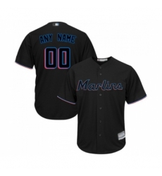 Men's Miami Marlins Customized Replica Black Alternate 2 Cool Base Baseball Jersey