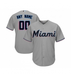 Men's Miami Marlins Customized Replica Grey Road Cool Base Baseball Jersey