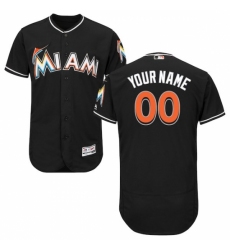 Men's Miami Marlins Majestic Alternate Black Flex Base Authentic Collection Custom Jersey