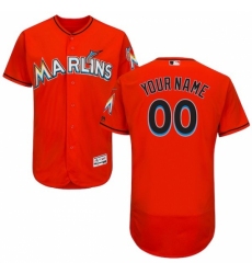Men's Miami Marlins Majestic Alternate Fire Red Flex Base Authentic Collection Custom Jersey