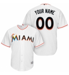 Men's Miami Marlins Majestic White Cool Base Custom Jersey