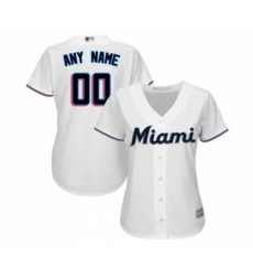Women's Miami Marlins Customized Replica White Home Cool Base Baseball Jersey