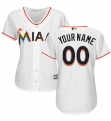 Women's Miami Marlins Majestic White Home Cool Base Custom Jersey