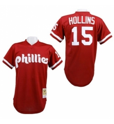Men's Mitchell and Ness 1991 Philadelphia Phillies #15 Dave Hollins Replica Red Throwback MLB Jersey Men's Mitchell and Ness 1991 Philadelphia Phillies #15 Dave Hollins Replica Red Throwback MLB Jersey