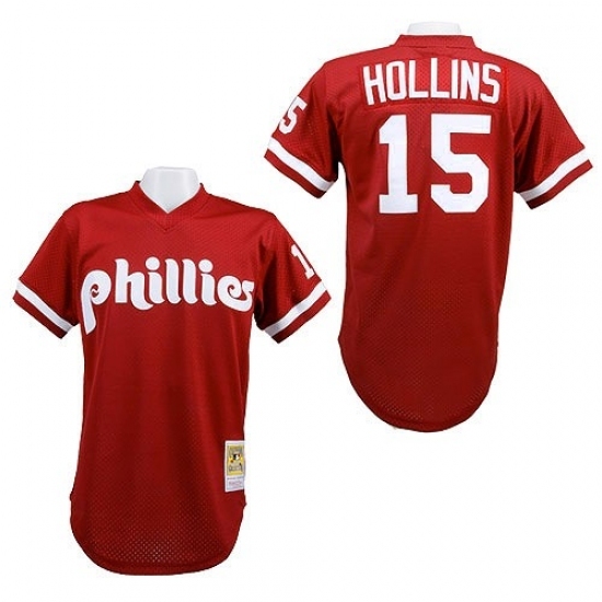 Men's Mitchell and Ness 1991 Philadelphia Phillies #15 Dave Hollins Replica Red Throwback MLB Jersey Men's Mitchell and Ness 1991 Philadelphia Phillies #15 Dave Hollins Replica Red Throwback MLB Jersey