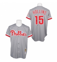 Men's Mitchell and Ness Philadelphia Phillies #15 Dave Hollins Replica Grey Throwback MLB Jersey Men's Mitchell and Ness Philadelphia Phillies #15 Dave Hollins Replica Grey Throwback MLB Jersey