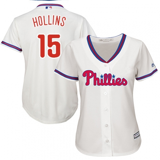 Women's Majestic Philadelphia Phillies #15 Dave Hollins Replica Cream Alternate Cool Base MLB Jersey Women's Majestic Philadelphia Phillies #15 Dave Hollins Replica Cream Alternate Cool Base MLB Jersey