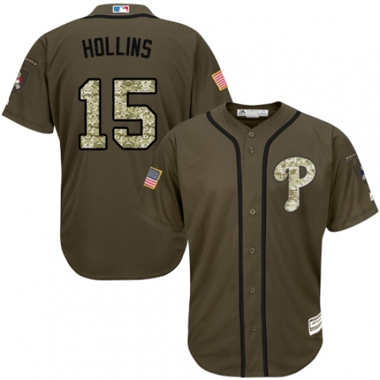 Youth Majestic Philadelphia Phillies #15 Dave Hollins Replica Green Salute to Service MLB Jersey Youth Majestic Philadelphia Phillies #15 Dave Hollins Replica Green Salute to Service MLB Jersey
