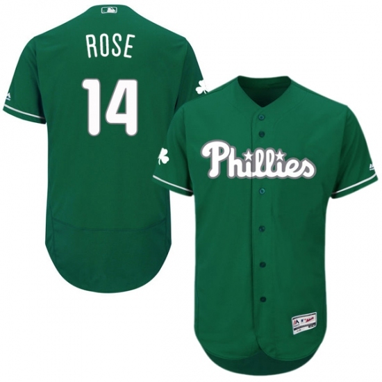 Men's Majestic Philadelphia Phillies #14 Pete Rose Green Celtic Flexbase Authentic Collection MLB Jersey Men's Majestic Philadelphia Phillies #14 Pete Rose Green Celtic Flexbase Authentic Collection MLB Jersey