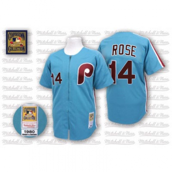 Men's Mitchell and Ness Philadelphia Phillies #14 Pete Rose Replica Blue Throwback MLB Jersey Men's Mitchell and Ness Philadelphia Phillies #14 Pete Rose Replica Blue Throwback MLB Jersey