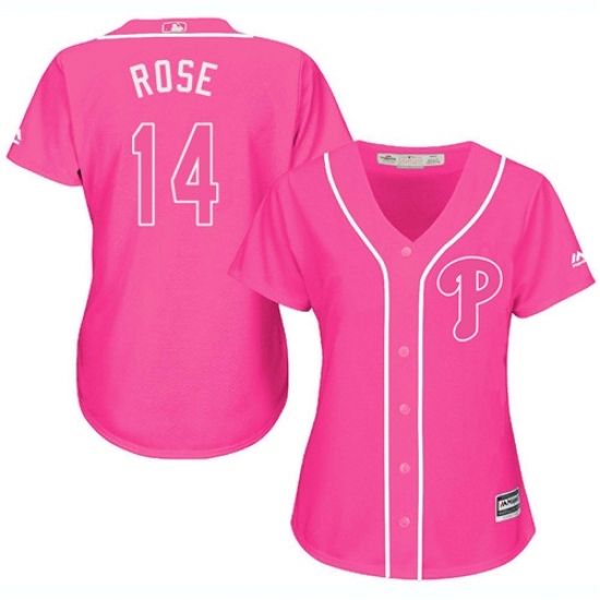 Women's Majestic Philadelphia Phillies #14 Pete Rose Authentic Pink Fashion Cool Base MLB Jersey Women's Majestic Philadelphia Phillies #14 Pete Rose Authentic Pink Fashion Cool Base MLB Jersey