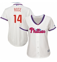 Women's Majestic Philadelphia Phillies #14 Pete Rose Replica Cream Alternate Cool Base MLB Jersey Women's Majestic Philadelphia Phillies #14 Pete Rose Replica Cream Alternate Cool Base MLB Jersey