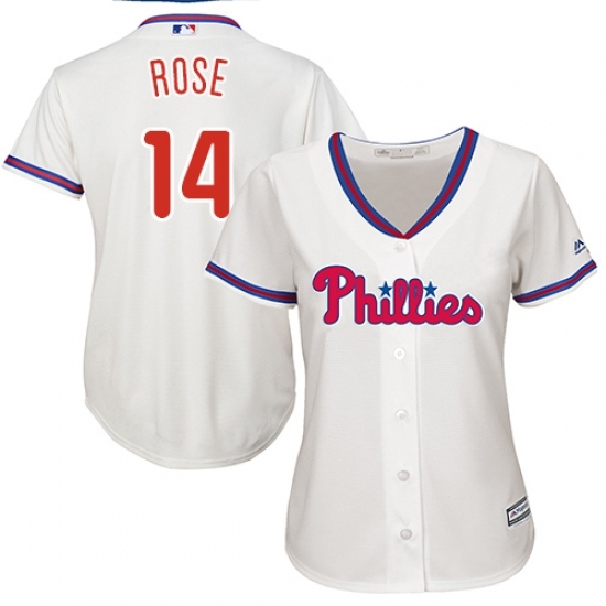 Women's Majestic Philadelphia Phillies #14 Pete Rose Replica Cream Alternate Cool Base MLB Jersey Women's Majestic Philadelphia Phillies #14 Pete Rose Replica Cream Alternate Cool Base MLB Jersey