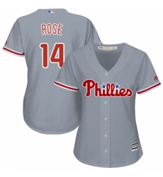 Women's Majestic Philadelphia Phillies #14 Pete Rose Replica Grey Road Cool Base MLB Jersey Women's Majestic Philadelphia Phillies #14 Pete Rose Replica Grey Road Cool Base MLB Jersey