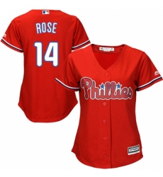 Women's Majestic Philadelphia Phillies #14 Pete Rose Replica Red Alternate Cool Base MLB Jersey Women's Majestic Philadelphia Phillies #14 Pete Rose Replica Red Alternate Cool Base MLB Jersey
