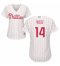 Women's Majestic Philadelphia Phillies #14 Pete Rose Replica White/Red Strip Home Cool Base MLB Jersey Women's Majestic Philadelphia Phillies #14 Pete Rose Replica White/Red Strip Home Cool Base MLB Jersey