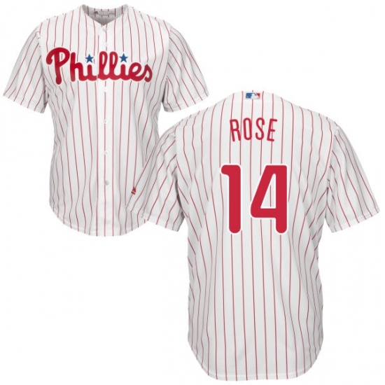 Youth Majestic Philadelphia Phillies #14 Pete Rose Replica White/Red Strip Home Cool Base MLB Jersey Youth Majestic Philadelphia Phillies #14 Pete Rose Replica White/Red Strip Home Cool Base MLB Jersey