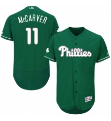 Men's Majestic Philadelphia Phillies #11 Tim McCarver Green Celtic Flexbase Authentic Collection MLB Jersey