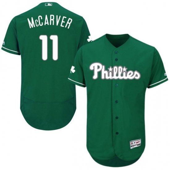 Men's Majestic Philadelphia Phillies #11 Tim McCarver Green Celtic Flexbase Authentic Collection MLB Jersey Men's Majestic Philadelphia Phillies #11 Tim McCarver Green Celtic Flexbase Authentic Collection MLB Jersey