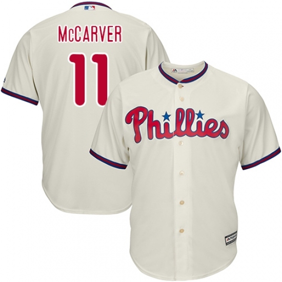 Men's Majestic Philadelphia Phillies #11 Tim McCarver Replica Cream Alternate Cool Base MLB Jersey Men's Majestic Philadelphia Phillies #11 Tim McCarver Replica Cream Alternate Cool Base MLB Jersey