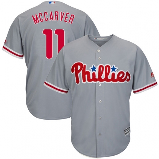 Men's Majestic Philadelphia Phillies #11 Tim McCarver Replica Grey Road Cool Base MLB Jersey Men's Majestic Philadelphia Phillies #11 Tim McCarver Replica Grey Road Cool Base MLB Jersey