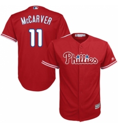 Men's Majestic Philadelphia Phillies #11 Tim McCarver Replica Red Alternate Cool Base MLB Jersey