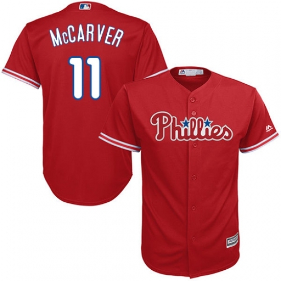 Men's Majestic Philadelphia Phillies #11 Tim McCarver Replica Red Alternate Cool Base MLB Jersey Men's Majestic Philadelphia Phillies #11 Tim McCarver Replica Red Alternate Cool Base MLB Jersey
