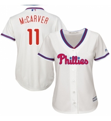Women's Majestic Philadelphia Phillies #11 Tim McCarver Authentic Cream Alternate Cool Base MLB Jersey