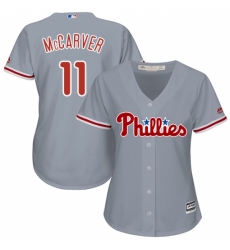 Women's Majestic Philadelphia Phillies #11 Tim McCarver Authentic Grey Road Cool Base MLB Jersey