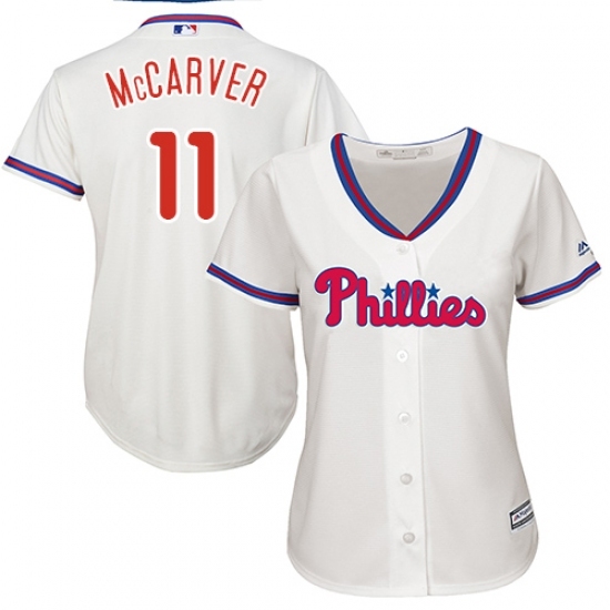 Women's Majestic Philadelphia Phillies #11 Tim McCarver Replica Cream Alternate Cool Base MLB Jersey Women's Majestic Philadelphia Phillies #11 Tim McCarver Replica Cream Alternate Cool Base MLB Jersey