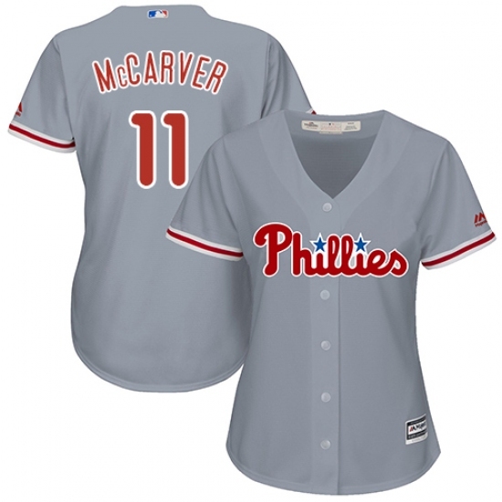 Women's Majestic Philadelphia Phillies #11 Tim McCarver Replica Grey Road Cool Base MLB Jersey Women's Majestic Philadelphia Phillies #11 Tim McCarver Replica Grey Road Cool Base MLB Jersey
