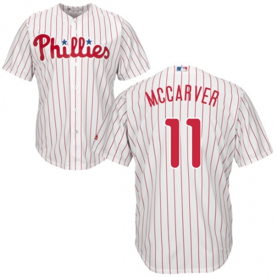 Youth Majestic Philadelphia Phillies #11 Tim McCarver Authentic White/Red Strip Home Cool Base MLB Jersey Youth Majestic Philadelphia Phillies #11 Tim McCarver Authentic White/Red Strip Home Cool Base MLB Jersey