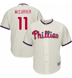 Youth Majestic Philadelphia Phillies #11 Tim McCarver Replica Cream Alternate Cool Base MLB Jersey Youth Majestic Philadelphia Phillies #11 Tim McCarver Replica Cream Alternate Cool Base MLB Jersey