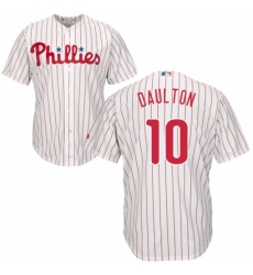 Men's Majestic Philadelphia Phillies #10 Darren Daulton Replica White/Red Strip Home Cool Base MLB Jersey