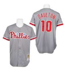 Men's Mitchell and Ness Philadelphia Phillies #10 Darren Daulton Replica Grey Throwback MLB Jersey Men's Mitchell and Ness Philadelphia Phillies #10 Darren Daulton Replica Grey Throwback MLB Jersey
