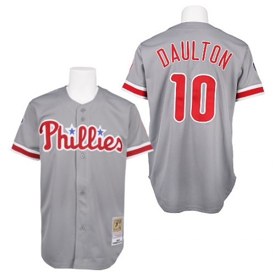 Men's Mitchell and Ness Philadelphia Phillies #10 Darren Daulton Replica Grey Throwback MLB Jersey Men's Mitchell and Ness Philadelphia Phillies #10 Darren Daulton Replica Grey Throwback MLB Jersey