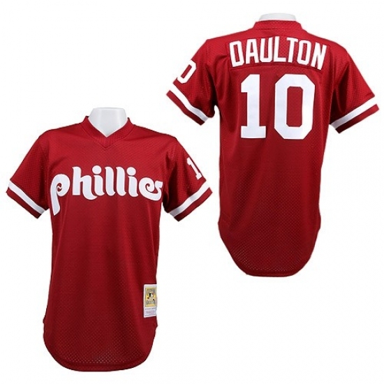 Men's Mitchell and Ness Philadelphia Phillies #10 Darren Daulton Replica Red 1991 Throwback MLB Jersey Men's Mitchell and Ness Philadelphia Phillies #10 Darren Daulton Replica Red 1991 Throwback MLB Jersey