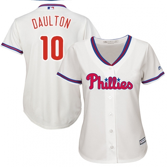 Women's Majestic Philadelphia Phillies #10 Darren Daulton Replica Cream Alternate Cool Base MLB Jersey Women's Majestic Philadelphia Phillies #10 Darren Daulton Replica Cream Alternate Cool Base MLB Jersey
