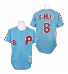 Men's Mitchell and Ness Philadelphia Phillies #8 Juan Samuel Replica Blue 1984 Throwback MLB Jersey Men's Mitchell and Ness Philadelphia Phillies #8 Juan Samuel Replica Blue 1984 Throwback MLB Jersey