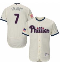Men's Majestic Philadelphia Phillies #7 Maikel Franco Cream Fashion Stars & Stripes Flex Base MLB Jersey