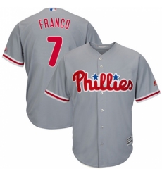 Men's Majestic Philadelphia Phillies #7 Maikel Franco Replica Grey Road Cool Base MLB Jersey